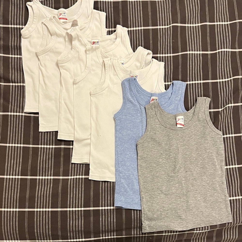 Set of 7 toddler undershirts - White, Blue, Gray
